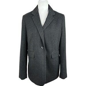 Tommy Hilfiger Women's Gray Striped Minimalist One Button Career Blazer 10/C40